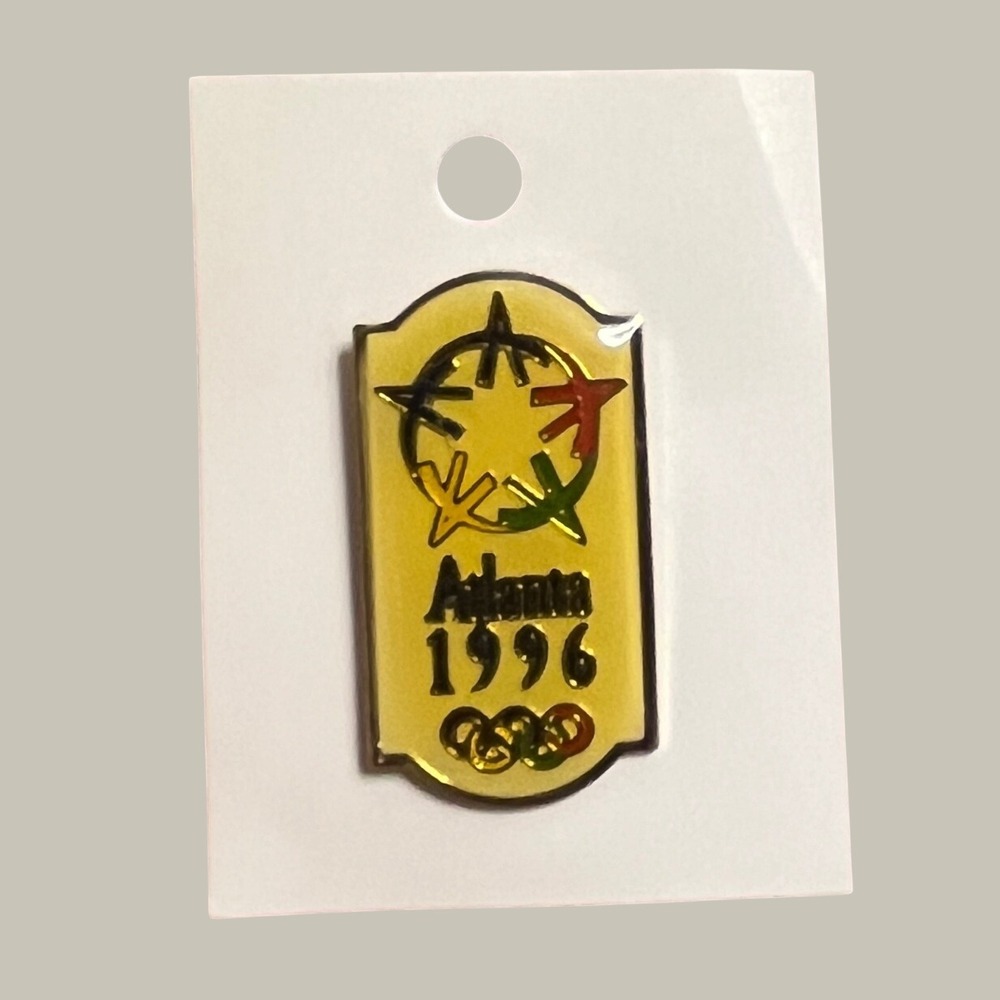 Atlanta 1996 Olympic Games Centennial Torch Logo Enamel Lapel Pin Yellow Gold